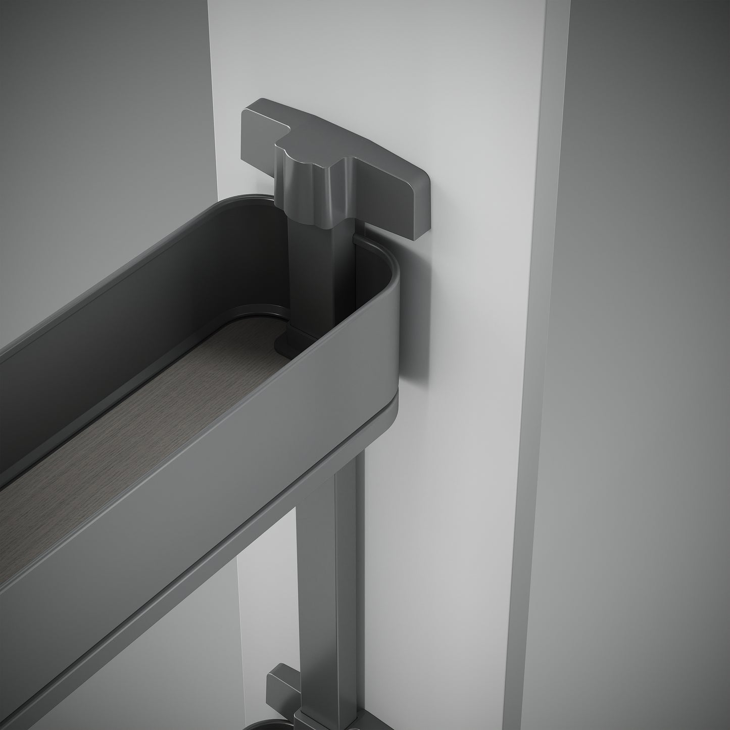 Emuca Portabottiglie laterale estraibile Harmony con chiusura soft, Modulo larghezza 150mm altezza 800mm, Acciaio e Legno, Grigio antracite