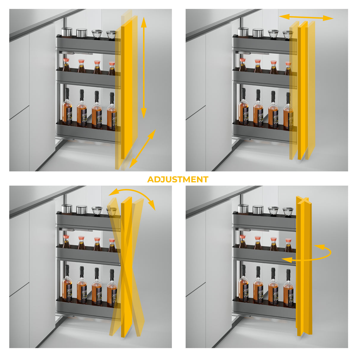 Portabottiglie laterale estraibile Harmony con chiusura soft