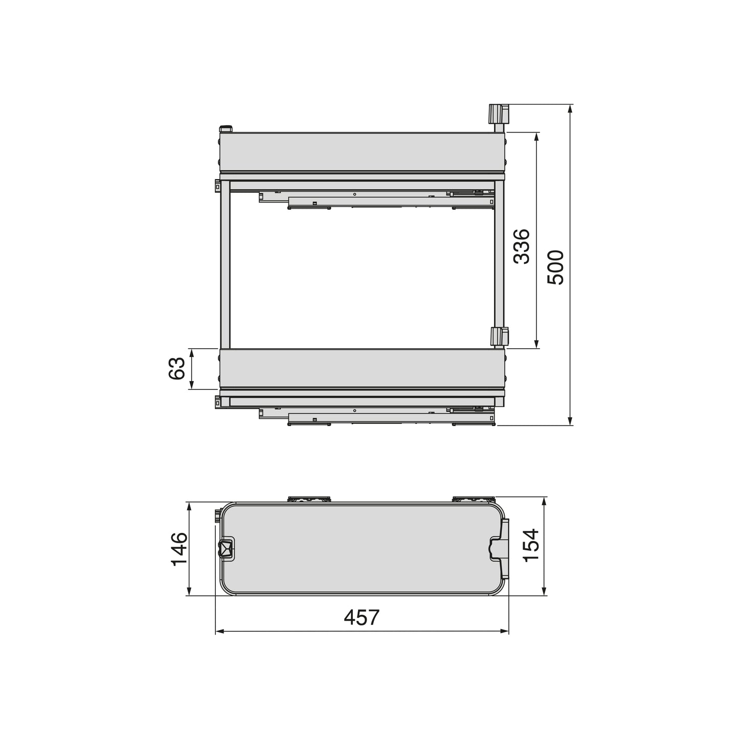 Emuca Portabottiglie laterale estraibile Harmony con chiusura soft, Modulo larghezza 200mm altezza 700mm, Acciaio e Legno, Grigio antracite