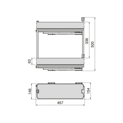 Emuca Portabottiglie laterale estraibile Harmony con chiusura soft, Modulo larghezza 200mm altezza 700mm, Acciaio e Legno, Grigio antracite