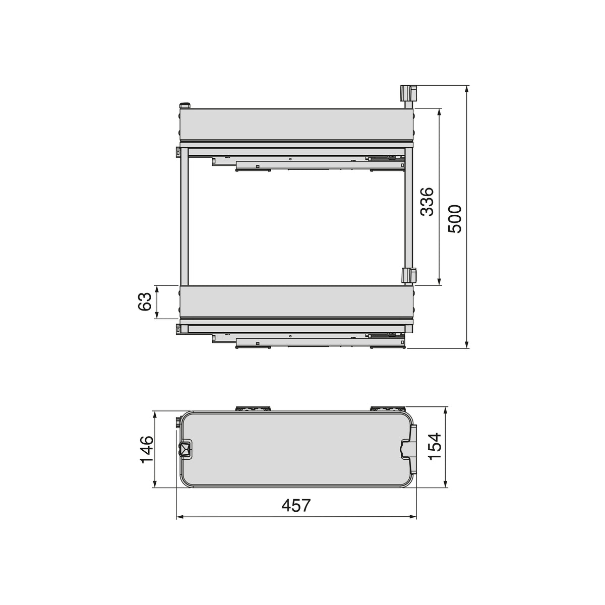 Portabottiglie laterale estraibile Harmony con chiusura soft