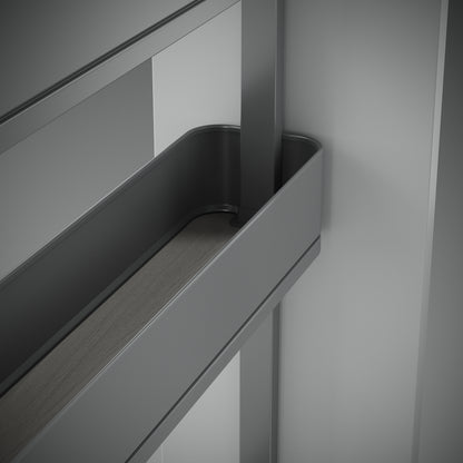 Emuca Portabottiglie laterale estraibile Harmony con chiusura soft, Modulo larghezza 200mm altezza 700mm, Acciaio e Legno, Grigio antracite