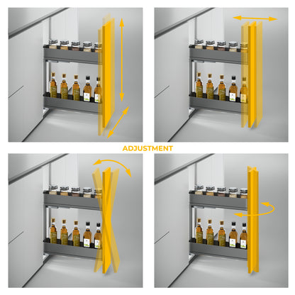 Emuca Portabottiglie laterale estraibile Harmony con chiusura soft, Modulo larghezza 200mm altezza 700mm, Acciaio e Legno, Grigio antracite