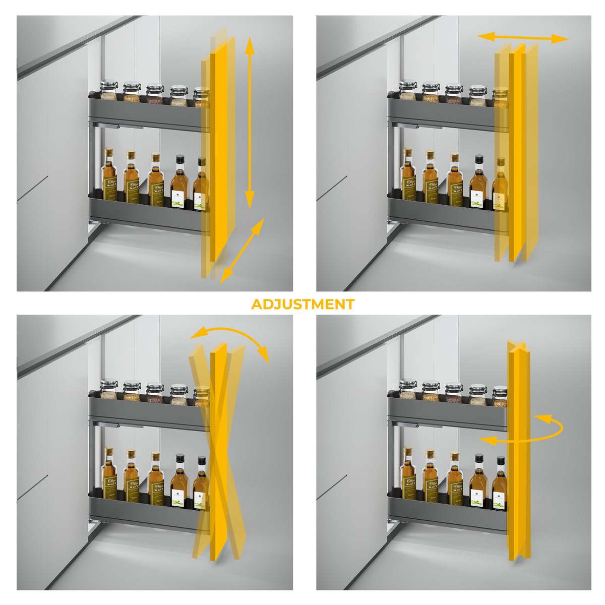 Portabottiglie laterale estraibile Harmony con chiusura soft