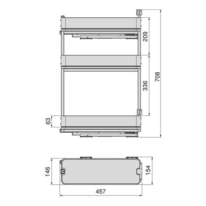 Emuca Portabottiglie laterale estraibile Harmony con chiusura soft, Modulo larghezza 200mm altezza 800mm, Acciaio e Legno, Grigio antracite