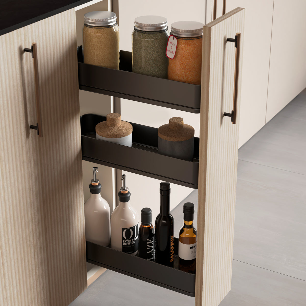 Portabottiglie laterale estraibile Harmony con chiusura soft