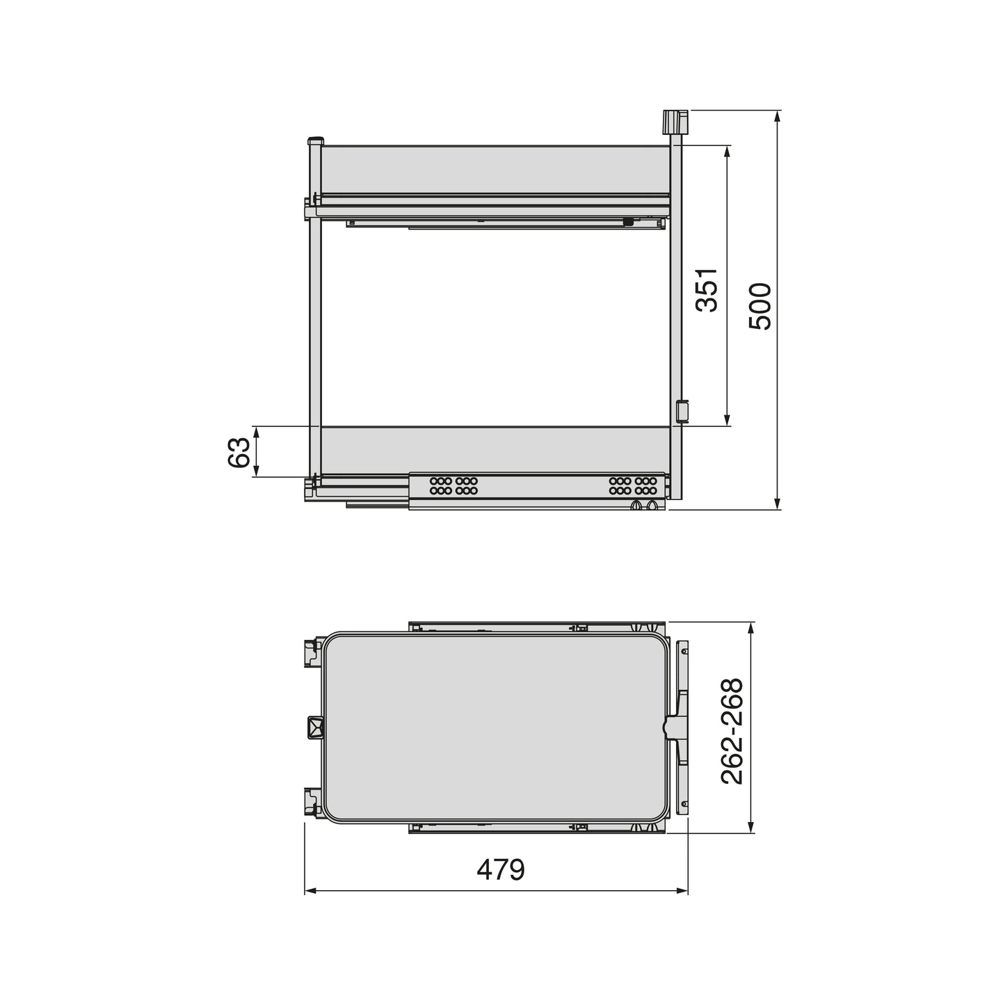 Emuca Carrello estraibile Harmony con chiusura soft, Modulo larghezza 300mm altezza 700mm, Acciaio e Legno, Grigio antracite