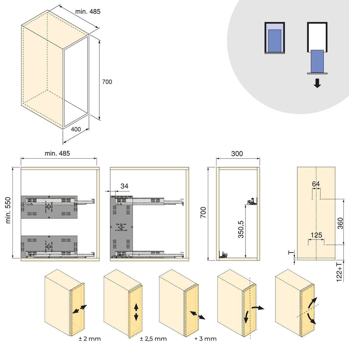 Carrello estraibile Harmony con chiusura soft