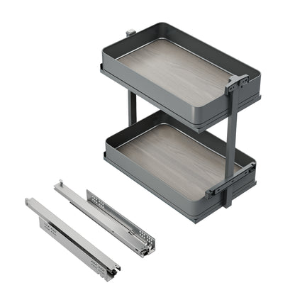 Emuca Carrello estraibile Harmony con chiusura soft, Modulo larghezza 300mm altezza 700mm, Acciaio e Legno, Grigio antracite