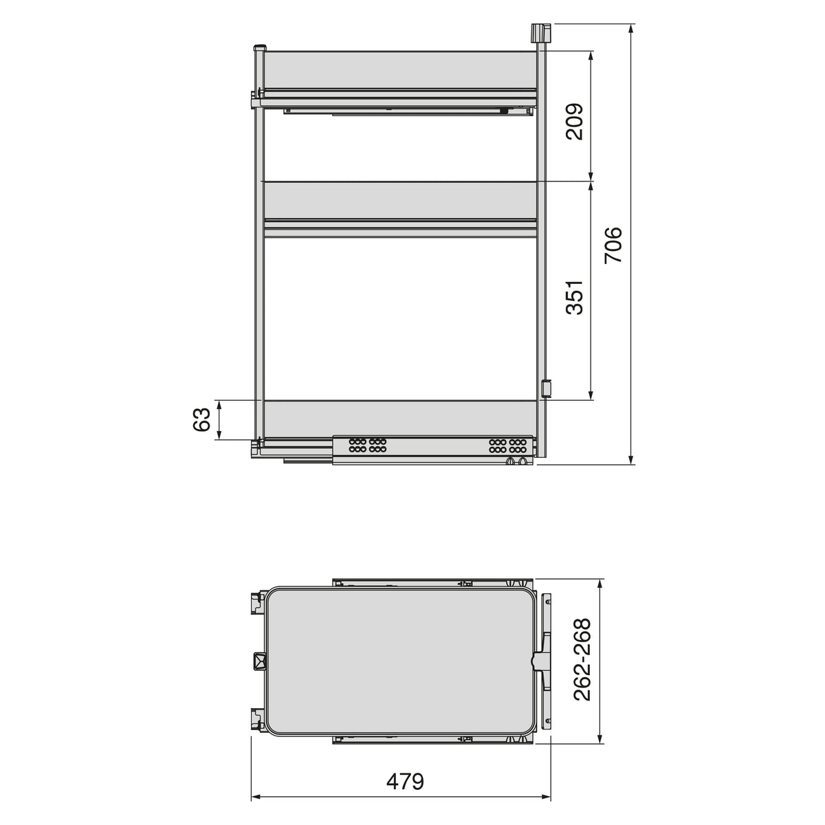 Carrello estraibile Harmony con chiusura soft