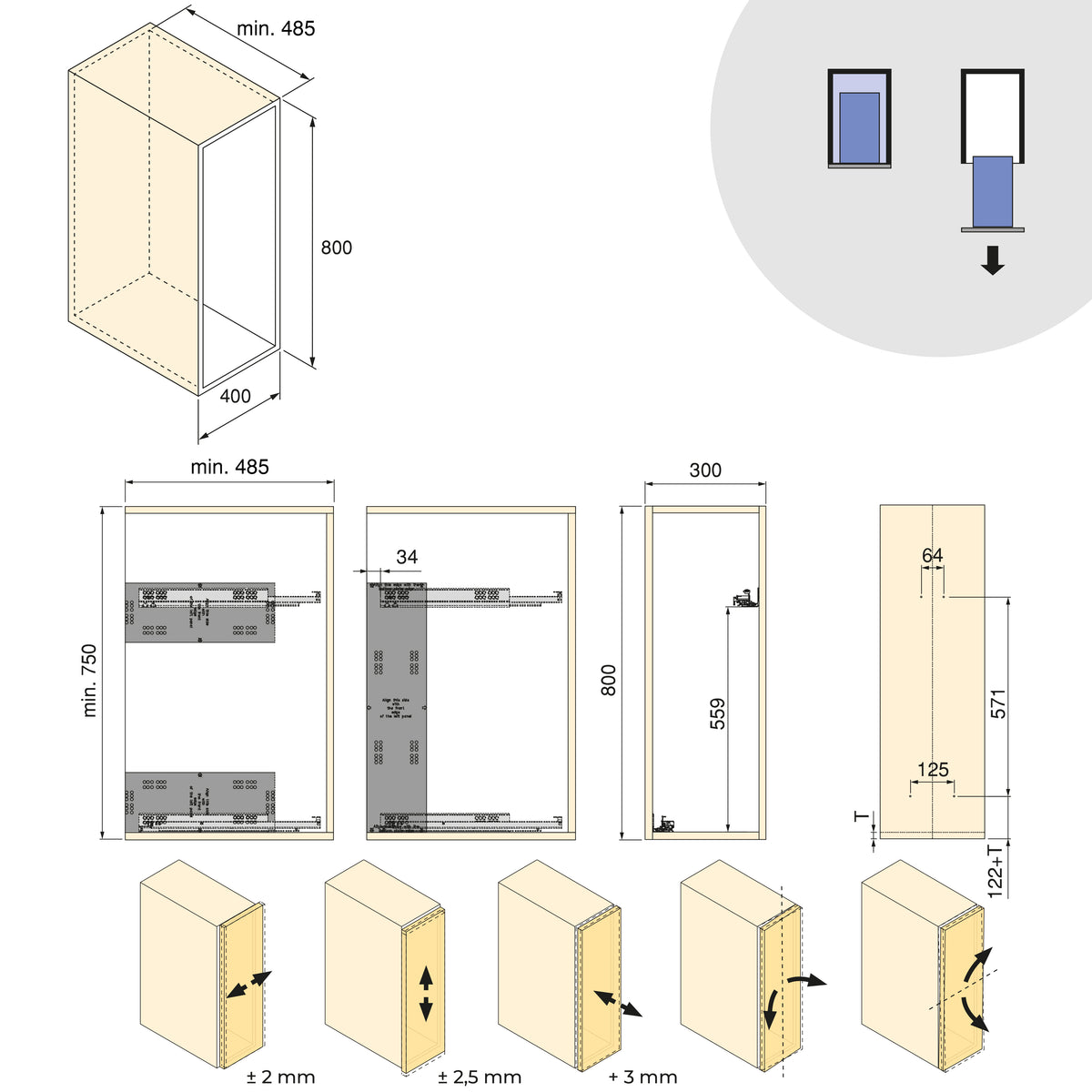 Carrello estraibile Harmony con chiusura soft