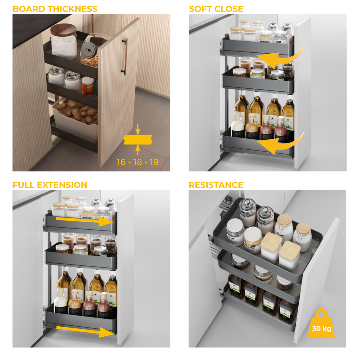 Carrello estraibile Harmony con chiusura soft