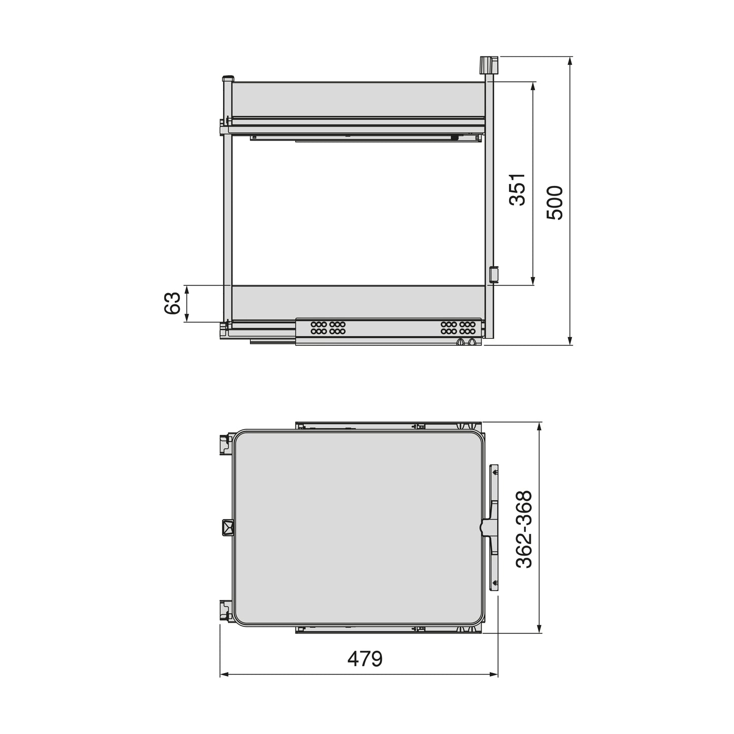 Emuca Carrello estraibile Harmony con chiusura soft, Modulo larghezza 400mm altezza 700mm, Acciaio e Legno, Grigio antracite