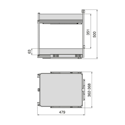 Emuca Carrello estraibile Harmony con chiusura soft, Modulo larghezza 400mm altezza 700mm, Acciaio e Legno, Grigio antracite