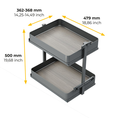 Emuca Carrello estraibile Harmony con chiusura soft, Modulo larghezza 400mm altezza 700mm, Acciaio e Legno, Grigio antracite