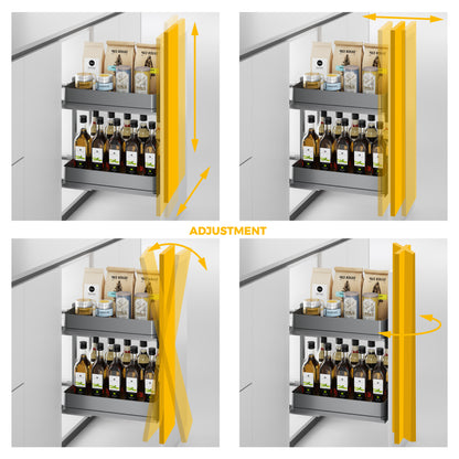 Emuca Carrello estraibile Harmony con chiusura soft, Modulo larghezza 400mm altezza 700mm, Acciaio e Legno, Grigio antracite