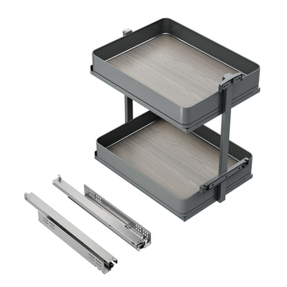 Emuca Carrello estraibile Harmony con chiusura soft, Modulo larghezza 400mm altezza 700mm, Acciaio e Legno, Grigio antracite