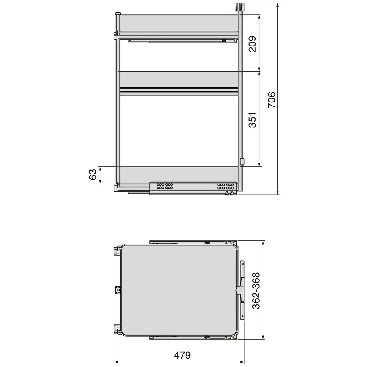 Carrello estraibile Harmony con chiusura soft