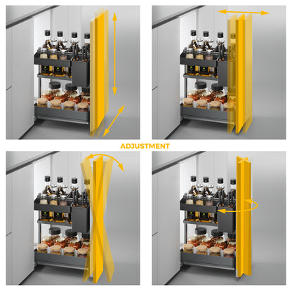 Emuca Carrello estraibile con cestelli e accessori Harmony con chiusura soft, Modulo larghezza 300mm altezza 700mm, Acciaio e Legno, Grigio antracite