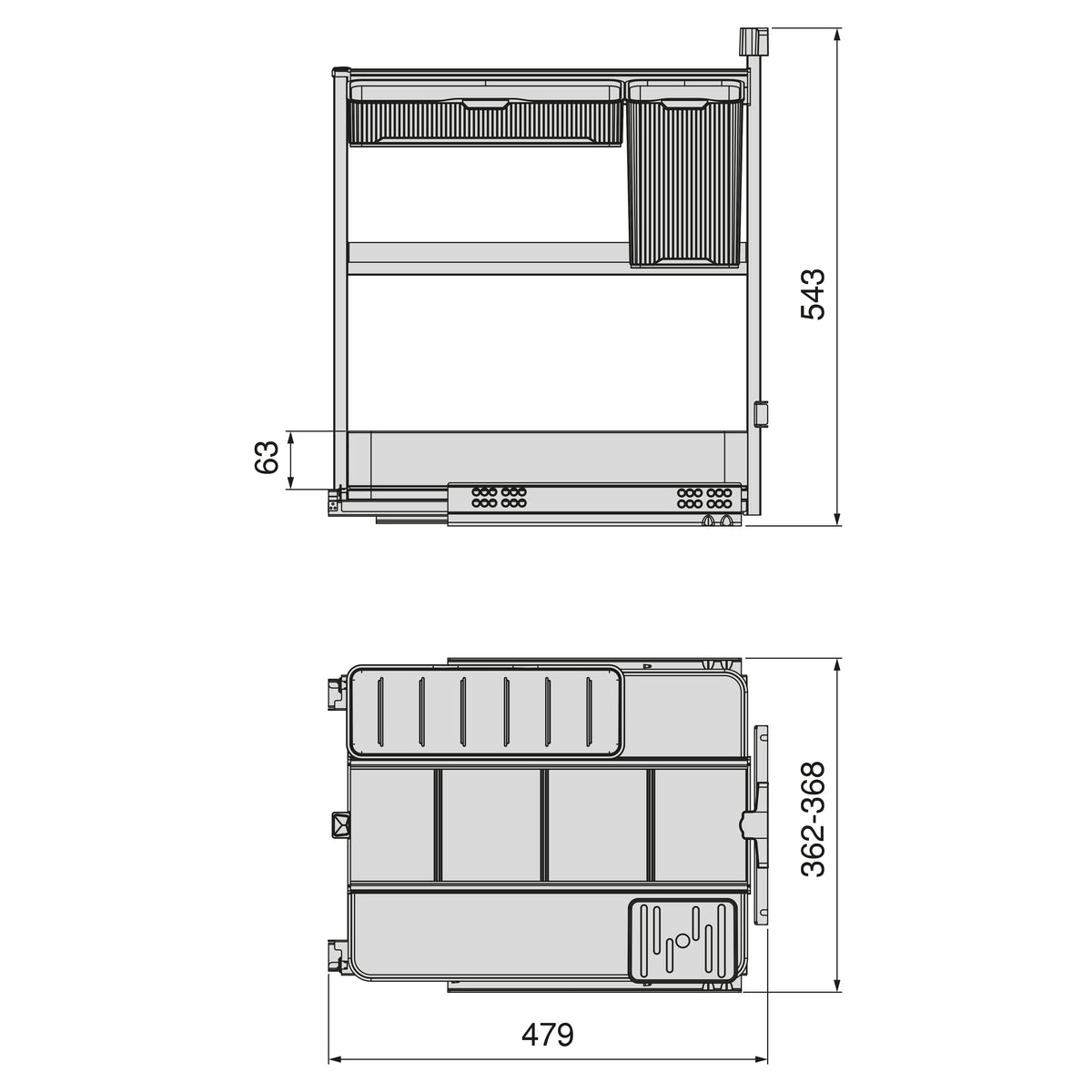 Carrello estraibile con cestelli e accessori Harmony con chiusura soft