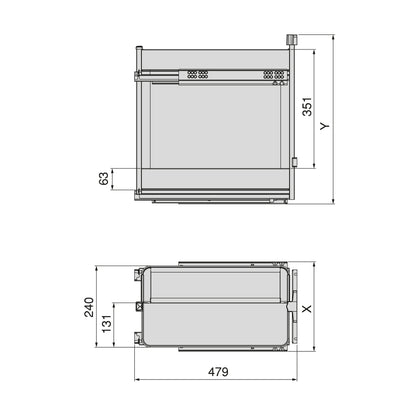 Emuca Carrello estraibile con cestelli e portapane Harmony con chiusura soft, Modulo larghezza 300mm altezza 700mm, Acciaio e Legno, Grigio antracite