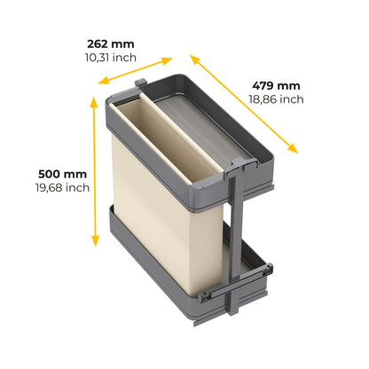 Emuca Carrello estraibile con cestelli e portapane Harmony con chiusura soft, Modulo larghezza 300mm altezza 700mm, Acciaio e Legno, Grigio antracite