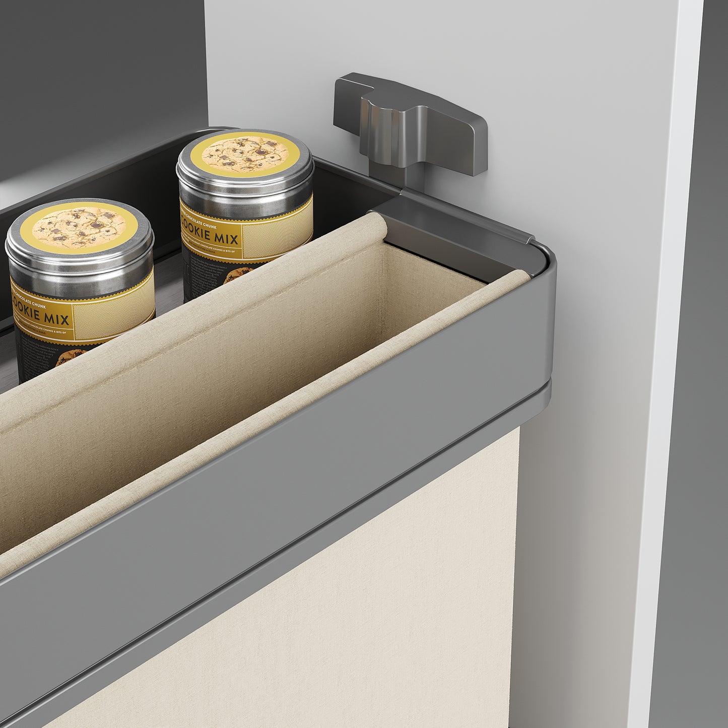 Emuca Carrello estraibile con cestelli e portapane Harmony con chiusura soft, Modulo larghezza 300mm altezza 700mm, Acciaio e Legno, Grigio antracite