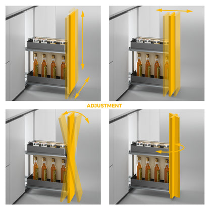 Emuca Carrello estraibile con cestelli e portapane Harmony con chiusura soft, Modulo larghezza 300mm altezza 700mm, Acciaio e Legno, Grigio antracite