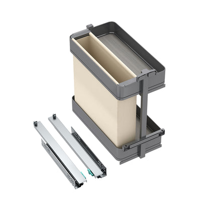 Emuca Carrello estraibile con cestelli e portapane Harmony con chiusura soft, Modulo larghezza 300mm altezza 700mm, Acciaio e Legno, Grigio antracite