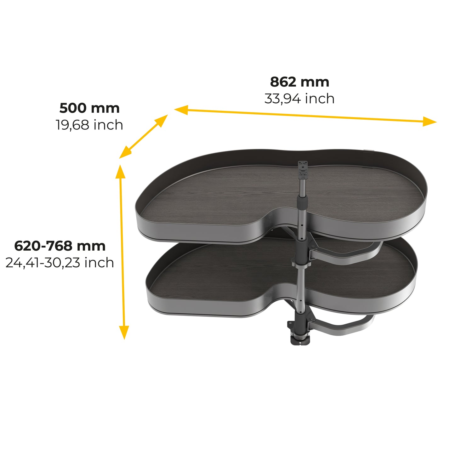 Emuca Angolare Lake Harmony per mobili da cucina, Sinistra, Altezza regolabile, Acciaio e legno, Grigio antracite