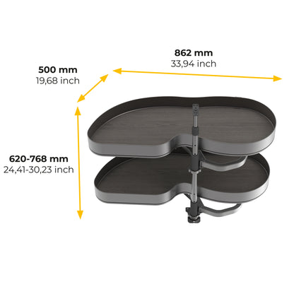 Emuca Angolare Lake Harmony per mobili da cucina, Sinistra, Altezza regolabile, Acciaio e legno, Grigio antracite