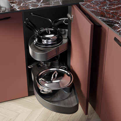 Emuca Angolare Lake Harmony per mobili da cucina, Sinistra, Altezza regolabile, Acciaio e legno, Grigio antracite