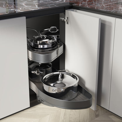 Emuca Angolare Lake Harmony per mobili da cucina, Sinistra, Altezza regolabile, Acciaio e legno, Grigio antracite