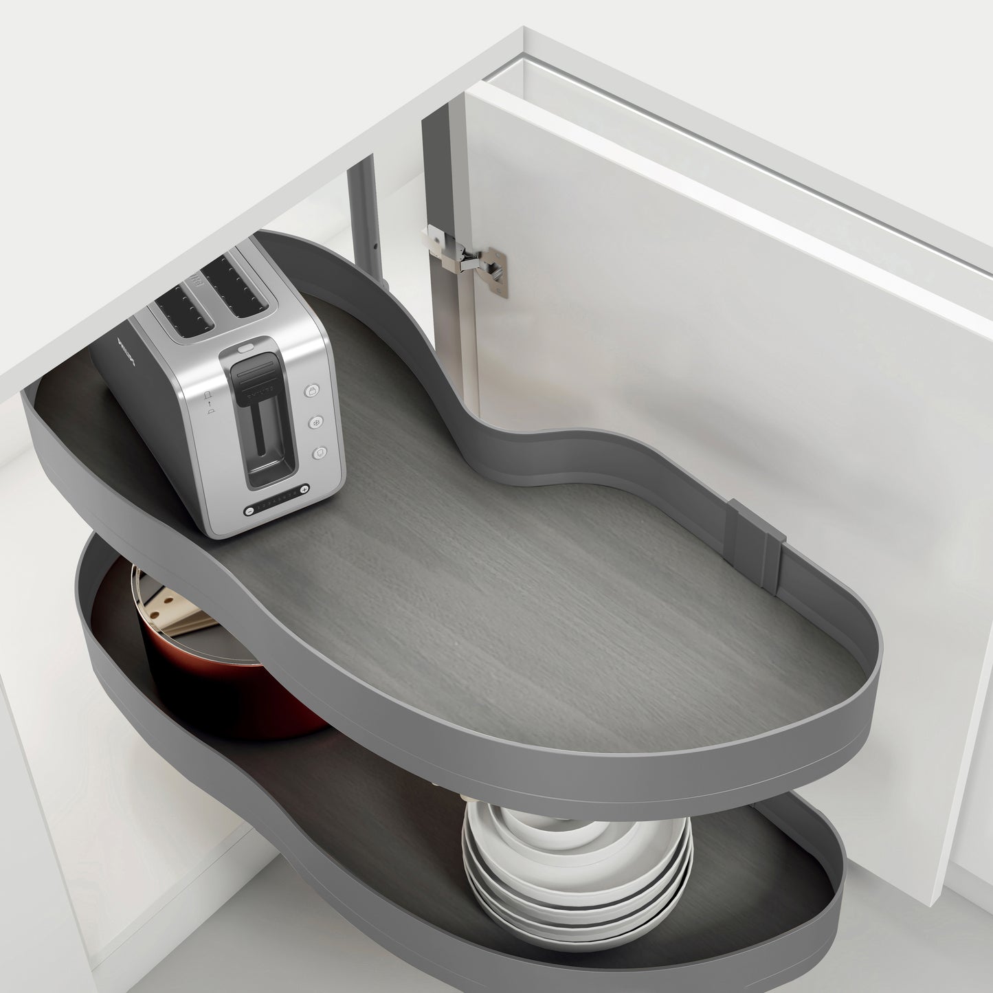 Emuca Angolare Lake Harmony per mobili da cucina, Sinistra, Altezza regolabile, Acciaio e legno, Grigio antracite