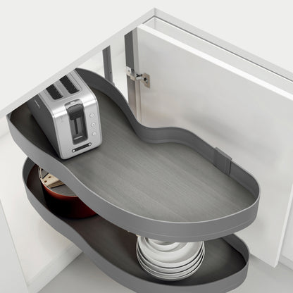 Emuca Angolare Lake Harmony per mobili da cucina, Sinistra, Altezza regolabile, Acciaio e legno, Grigio antracite