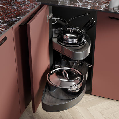 Emuca Angolare Lake Harmony per mobili da cucina, Destra, Altezza regolabile, Acciaio e legno, Grigio antracite