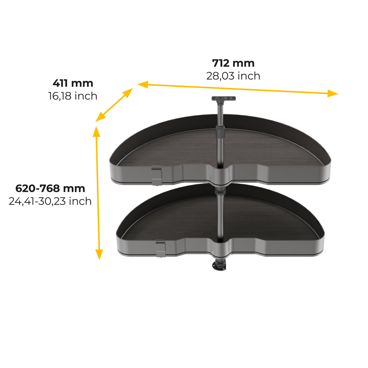 Coppia di cestelli girevoli Harmony semicircolare
