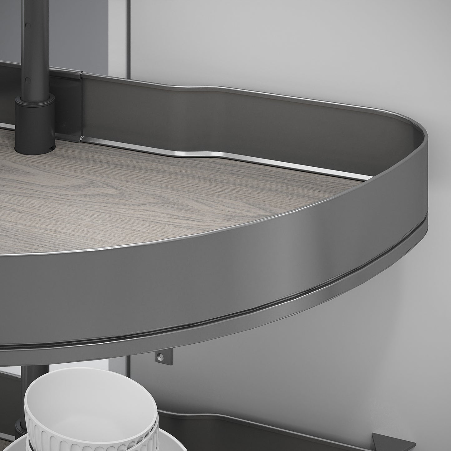 Emuca Coppia di cestelli girevoli Harmony semicircolare, Modulo larghezza 800mm, Altezza regolabile, Acciaio e Legno, Grigio antracite