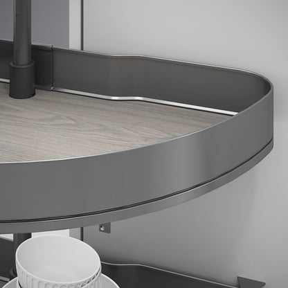 Emuca Coppia di cestelli girevoli Harmony semicircolare, Modulo larghezza 800mm, Altezza regolabile, Acciaio e Legno, Grigio antracite