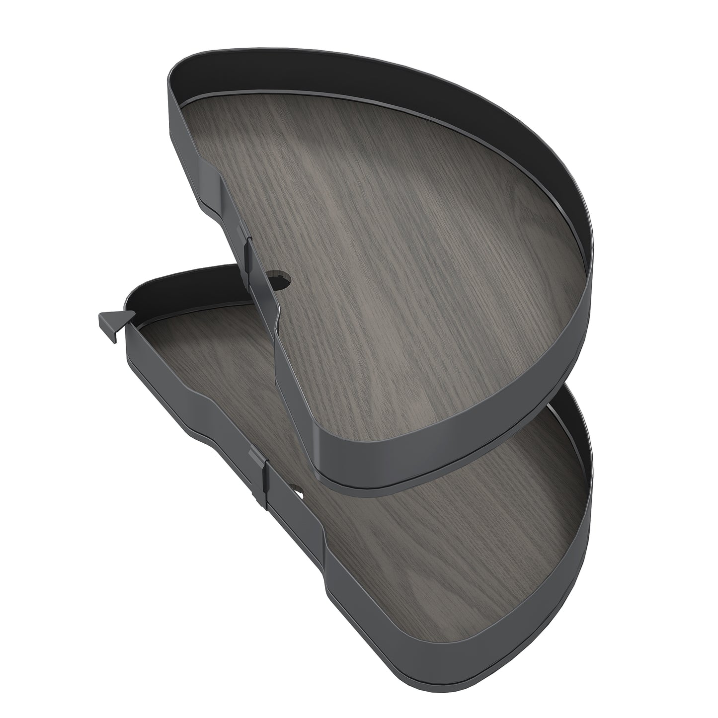 Emuca Coppia di cestelli girevoli Harmony semicircolare, Modulo larghezza 800mm, Altezza regolabile, Acciaio e Legno, Grigio antracite