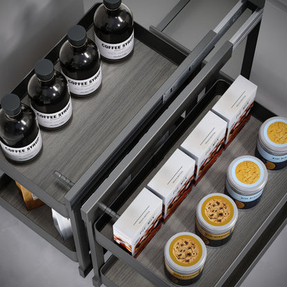 Emuca Sistema angolare articolato estraibile Harmony per mobile da cucina, Destra/Sinistra, Acciaio e Legno, Grigio antracite