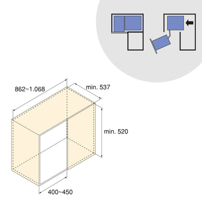Emuca Sistema estraibile Harmony per mobili da cucina, Sinistra, Acciaio e Legno, Grigio antracite