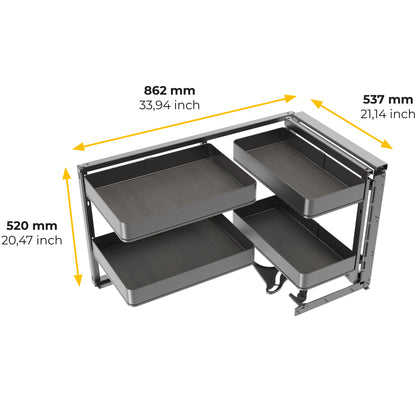 Emuca Sistema estraibile Harmony per mobili da cucina, Destra, Acciaio e Legno, Grigio antracite