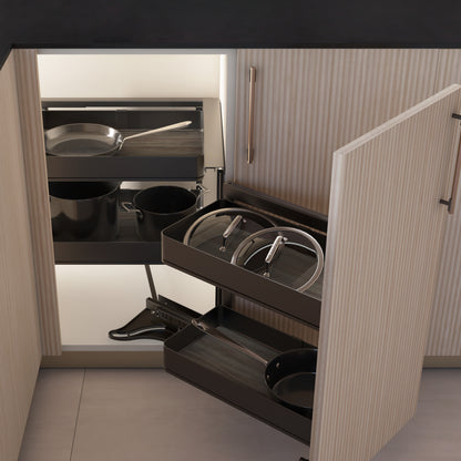 Emuca Sistema estraibile Harmony per mobili da cucina, Destra, Acciaio e Legno, Grigio antracite