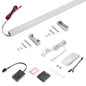 Emuca Kit barra per armadio Luxe, striscia LED 4,5x8 Neonlynx V, sensore di movimento RF Smart e convertitore Smart (24V DC), lunghezza 900mm, Luce Bianco calda 2.700K, Tecnoplastica e Alluminio, Anodizzato opaco