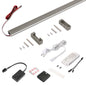Emuca Kit barra per armadio Luxe, striscia LED 4,5x8 Neonlynx V, sensore di movimento RF Smart e convertitore Smart (24V DC), lunghezza 900mm, Luce Bianco calda 2.700K, Tecnoplastica e Alluminio, Titanio