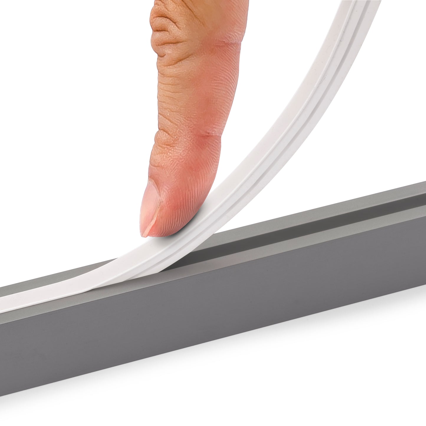 Emuca Kit barra per armadio Luxe, striscia LED 4,5x8 Neonlynx V, sensore di movimento RF Smart e convertitore Smart (24V DC), lunghezza 1.150mm, Luce Bianco calda 2.700K, Tecnoplastica e Alluminio, Titanio