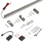 Emuca Kit barra per armadio Luxe, striscia LED 4,5x8 Neonlynx V, sensore di movimento RF Smart e convertitore Smart (24V DC), lunghezza 1.150mm, Luce Bianco calda 2.700K, Tecnoplastica e Alluminio, Titanio