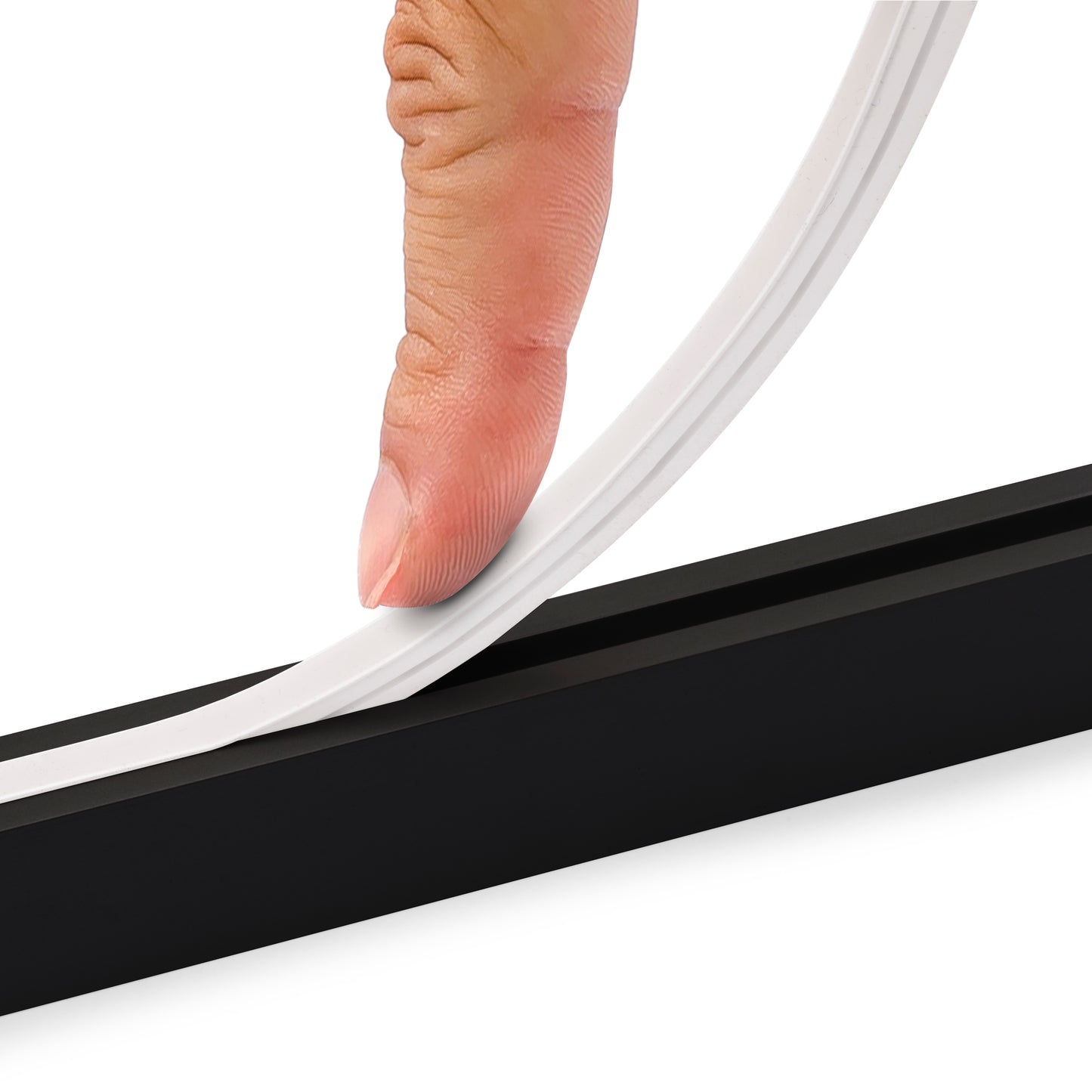 Emuca Kit barra per armadio Luxe, striscia LED 4,5x8 Neonlynx V, sensore di movimento RF Smart e convertitore Smart (24V DC), lunghezza 1.150mm, Luce Bianco calda 2.700K, Tecnoplastica e Alluminio, Nero testurizzato