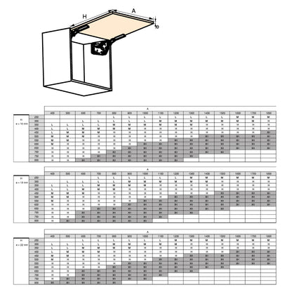 Emuca Braccetto per ante a ribalta verso l'alto Altius Lift, Forza 4000-9000 (extra high=XH), Acciaio e tecnoplastica, Grigio antracite
